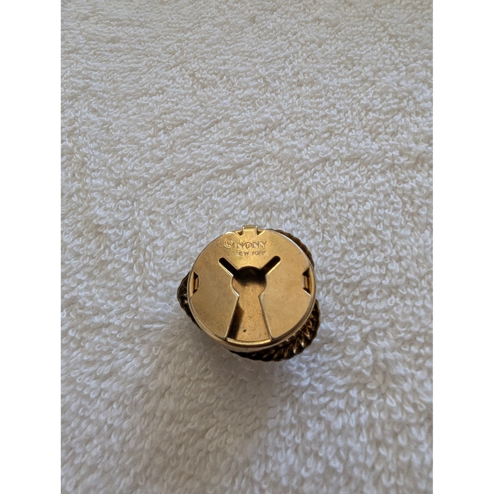 Vintage LYON New York Heart Faux Pearl Gold Tone Tie Tack Lapel Pin - Picture 2 of 4